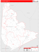 San Jacinto County, TX Digital Map Red Line Style